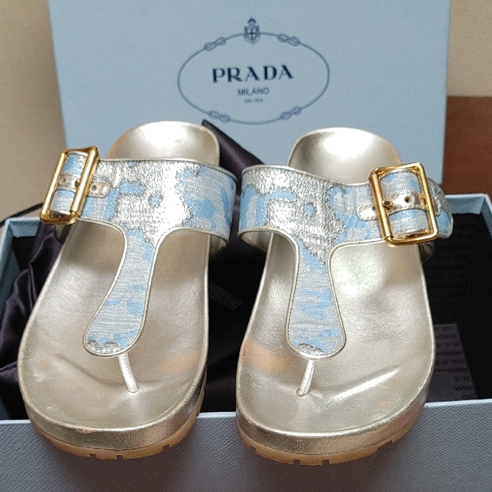 Prada Jacquard Lurex Sandals Size 39